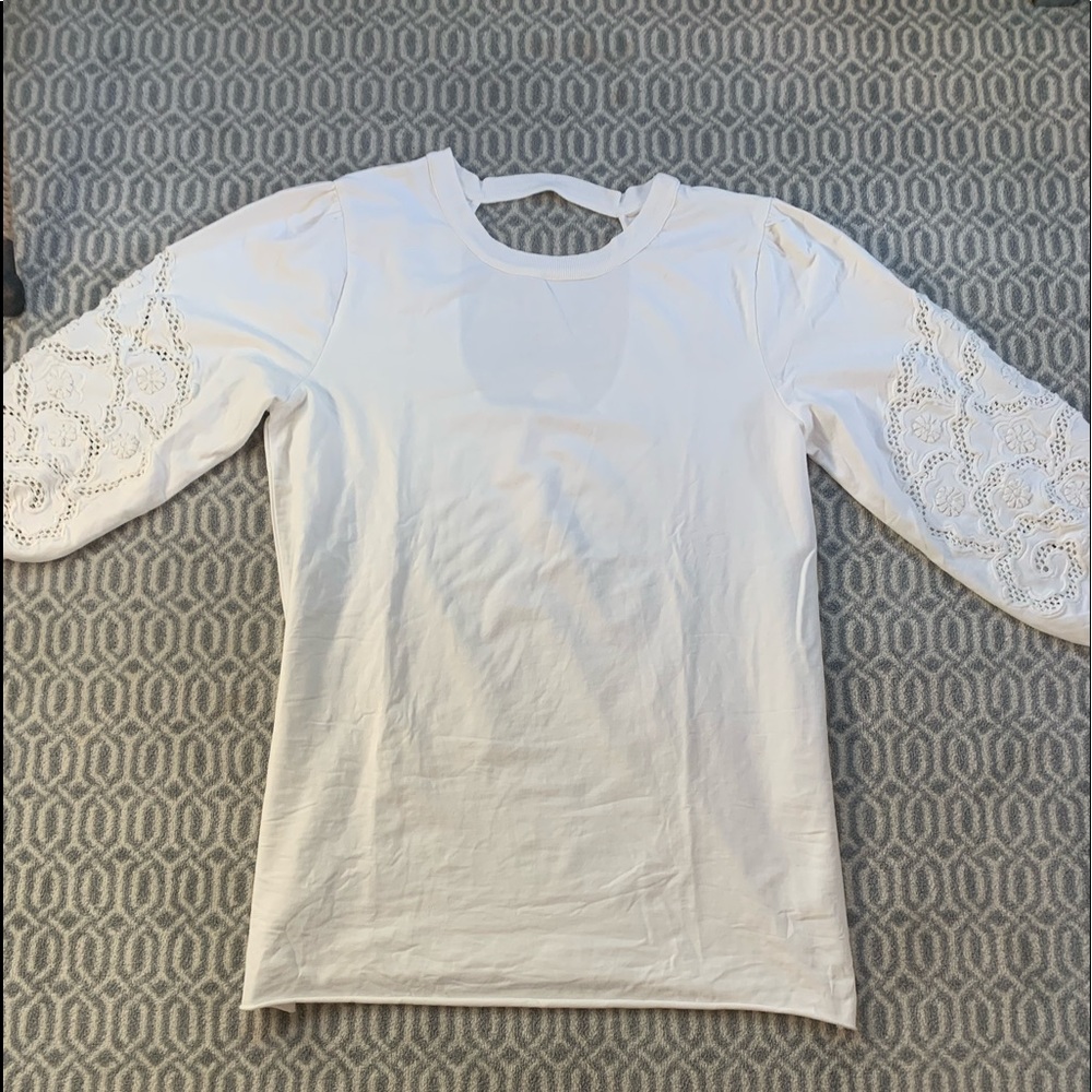 Crewneck cotton mini dress w/ sleeve detailing